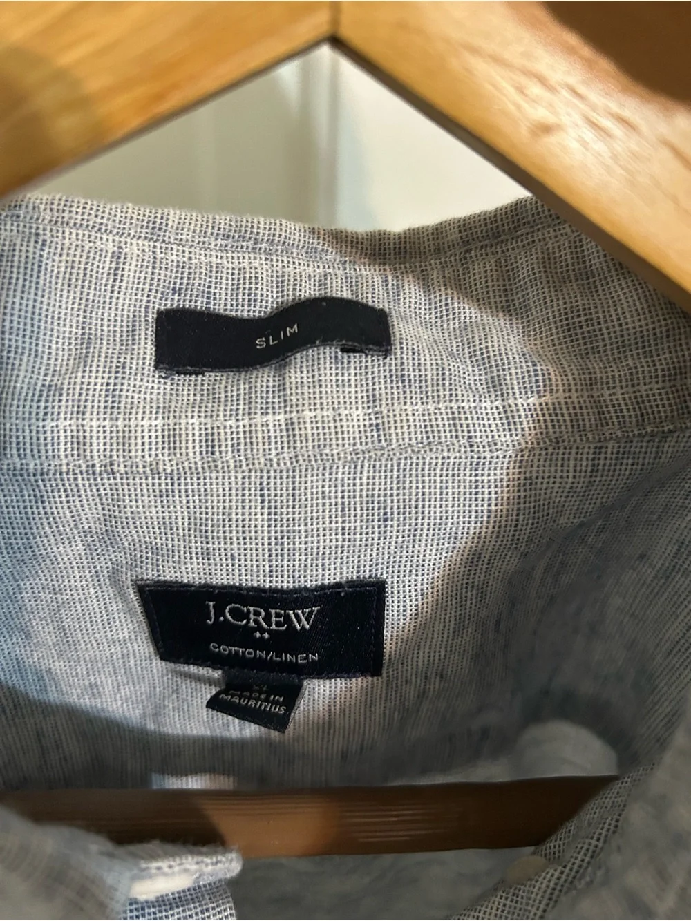 J Crew Men's Short-Sleeve Linen Blend Shirt - Light Gray (size XL Slim)